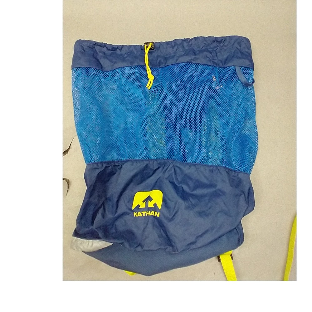 Nathan Packable Mesh Drawstring‎ Backpack Blue Yellow Cycling L Travel Bag